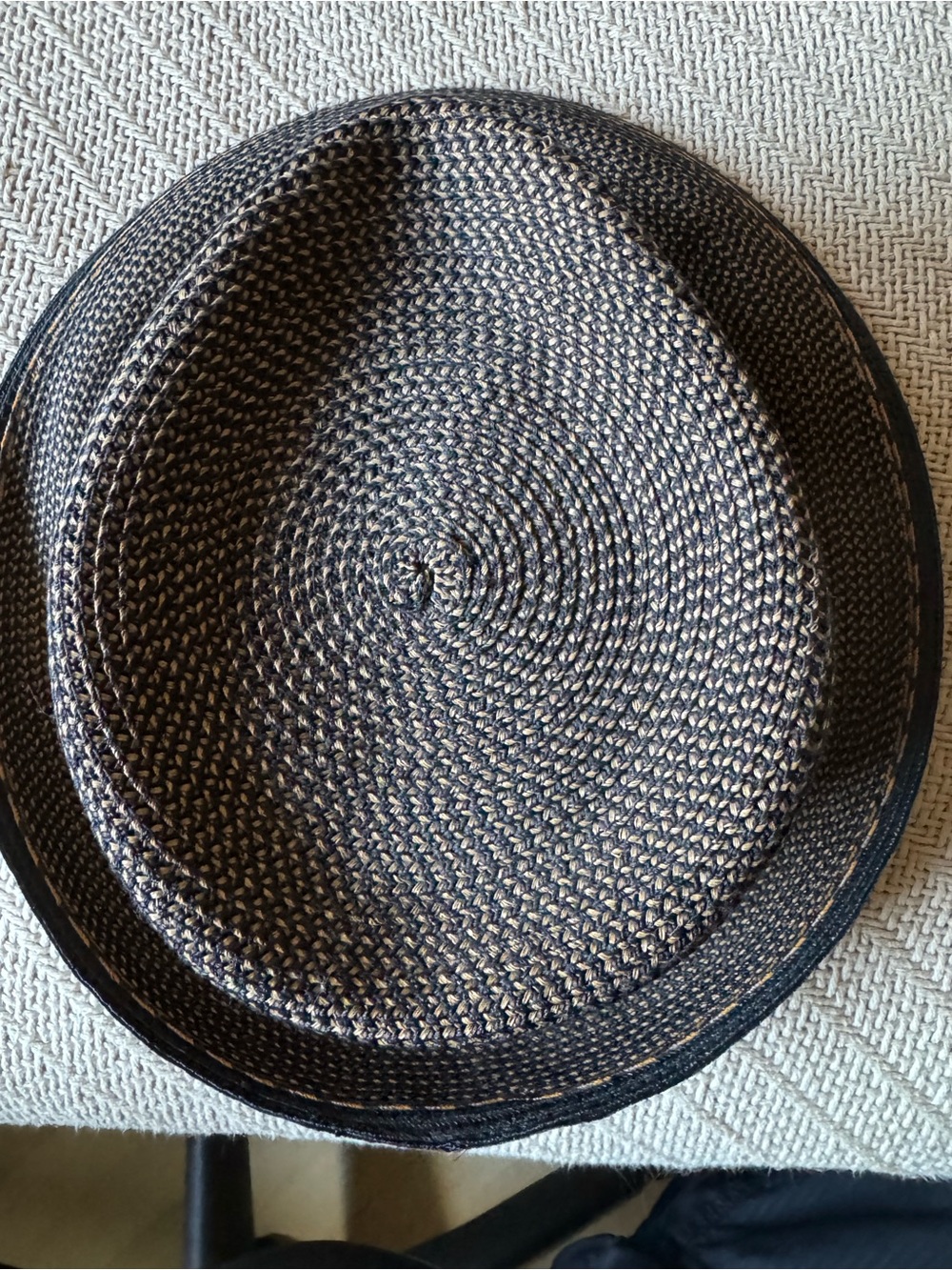 Eric Javits Black Woven Straw Fedora Hat, black with gold - Picture 3 of 8